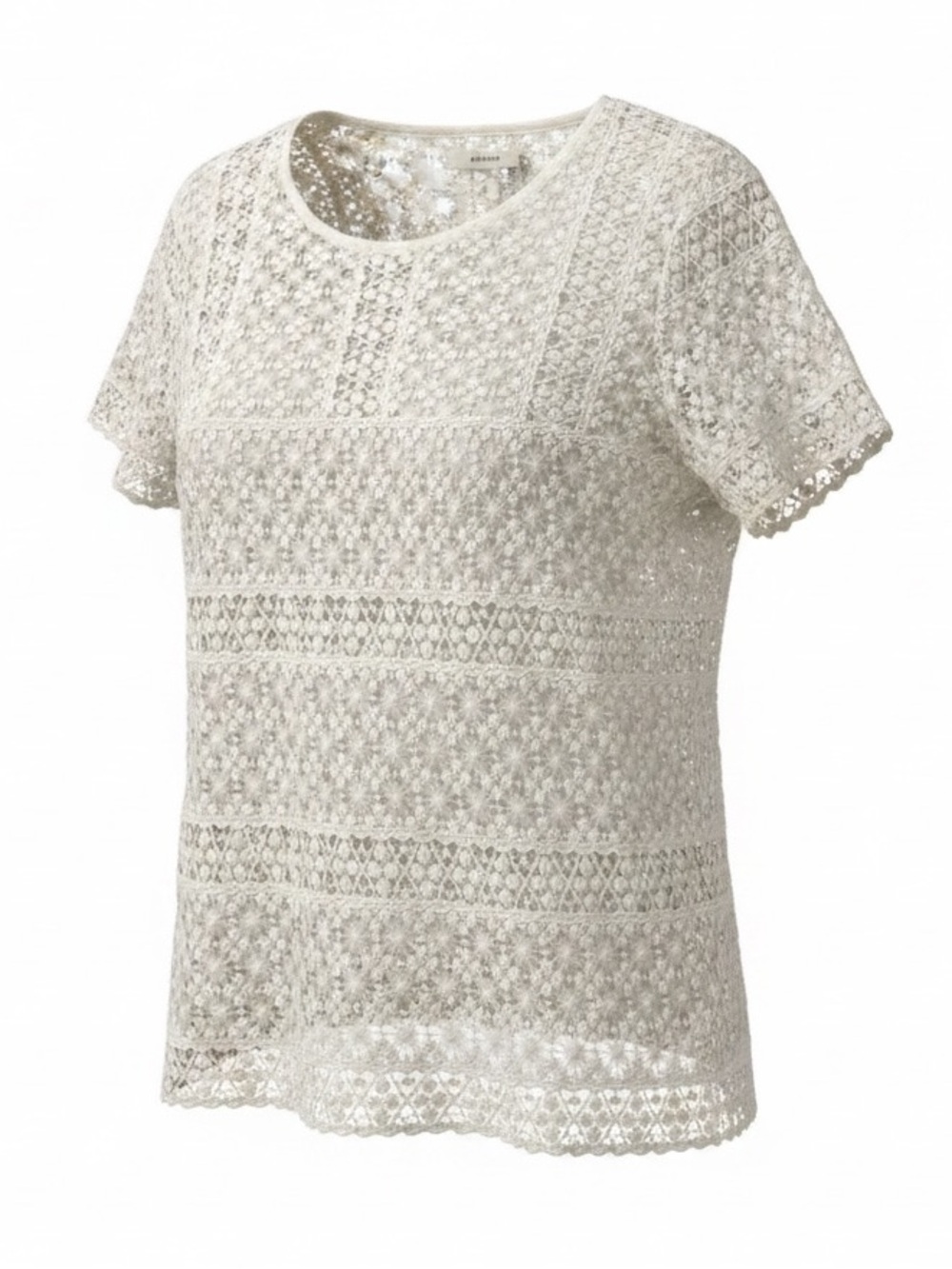 Madewell Women’s Cream Crochet Lace Short Sleeve Top